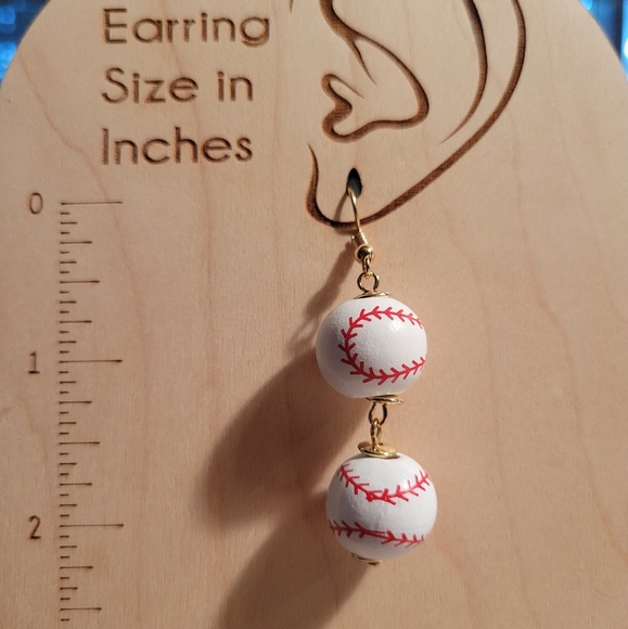 Baseball Dangle Earrings - Picture 2 of 4